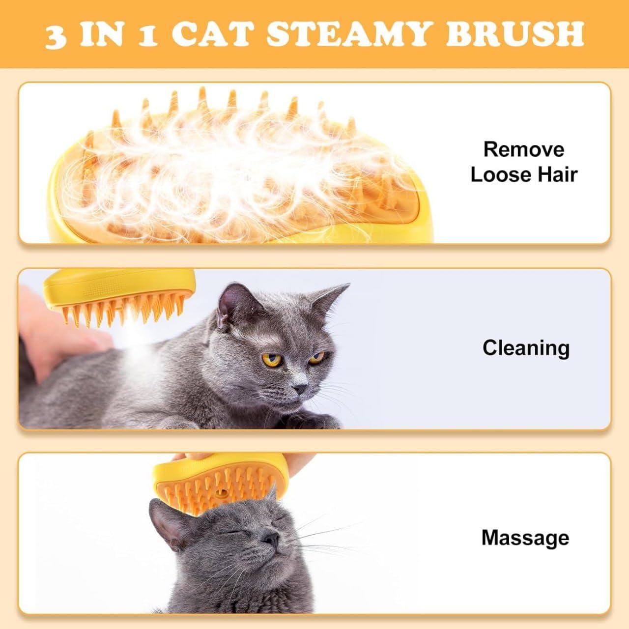 Silicone 3 in 1 Cat Steamy Brush Cleanser (Multicolor)