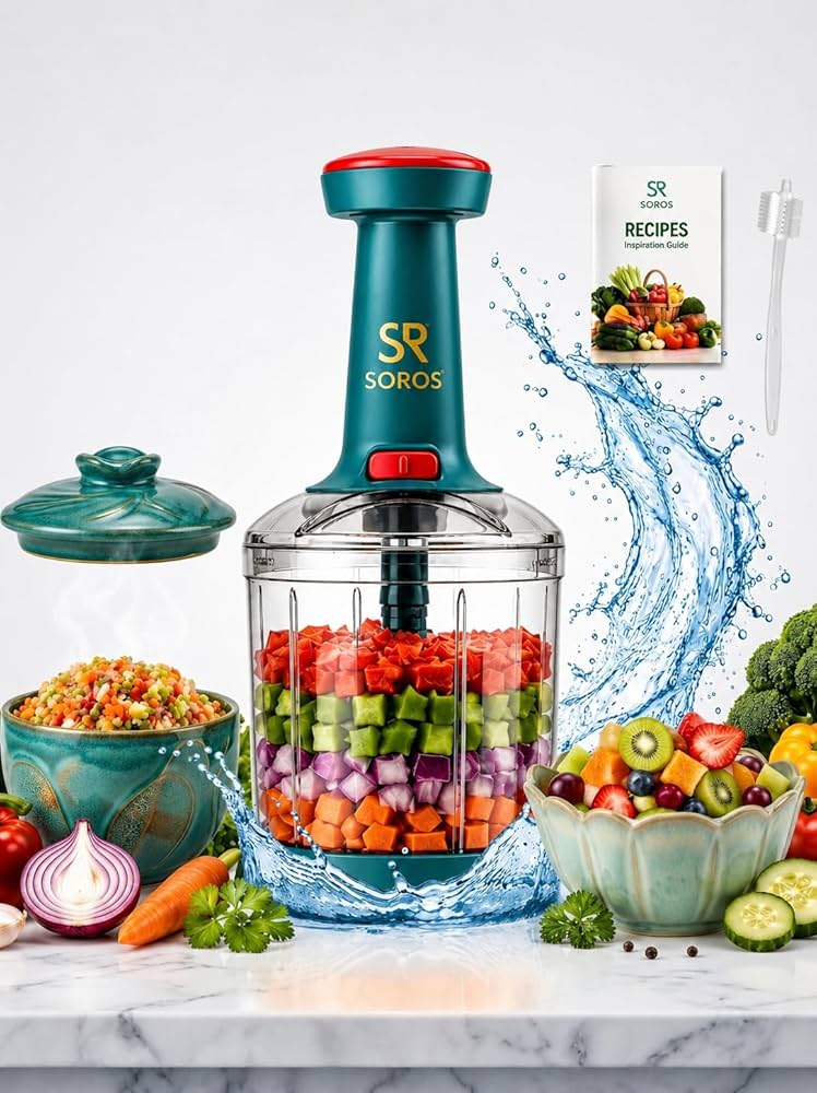 Manual Fruit and Vegetable Chopper ,Excellent Steel Large Manual Hand - Press Chop Fruit, Mixer Cutter to Cut| 1000 ml Vegetable & Fruit Chopper (1 chopper)