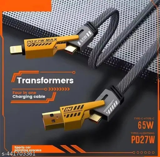 USB A 65W 4 In 1 Transformer Cable Data Cable