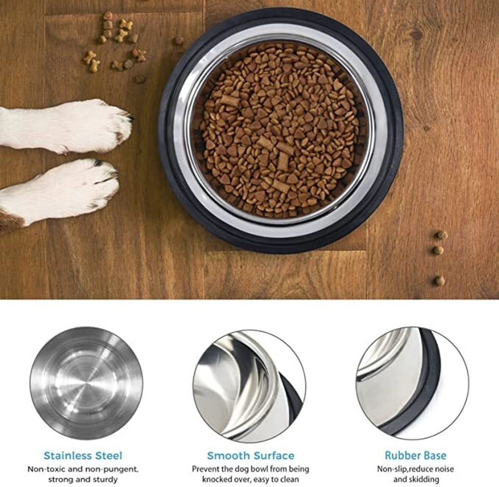 Stainless Steel Feeding Bowl for Pet (Multicolor, 600 ml) (Pack of 2)